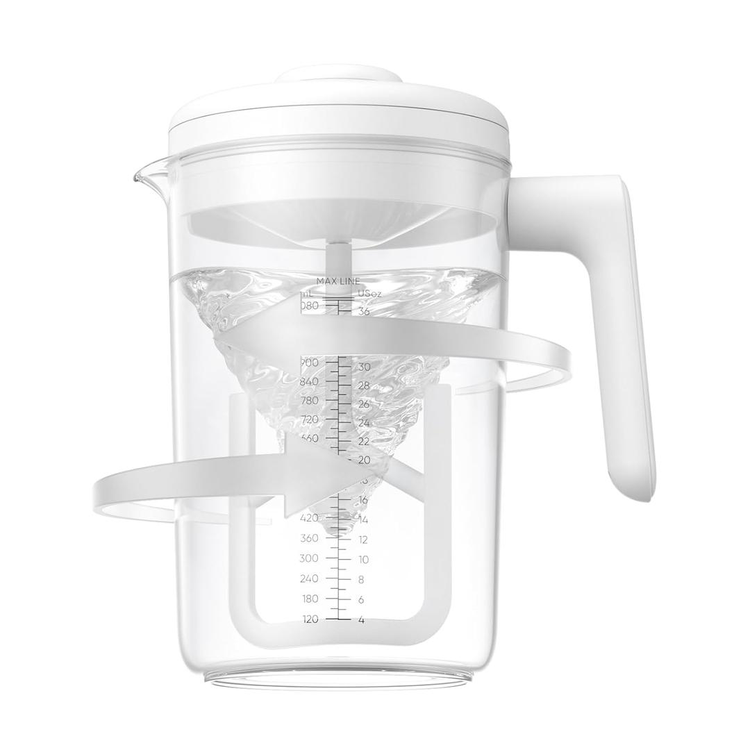 Electric Formula Pitcher, 36 oz Baby Formula Mixing Pitcher, Automatic Baby Formula Mixer, Bidirectional Stirring Breastmilk Pitcher, Locking Lid Smooth Formula Maker Milk Storage for Fridge, White