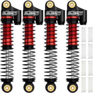GLOBACT 52mm Aluminum Front & Rear Shocks for 1/24 Axial SCX24 Bronco/JLU CRC/Deadbolt/Gladiator /C10 Upgrade Accessories (4PCS Black Red)