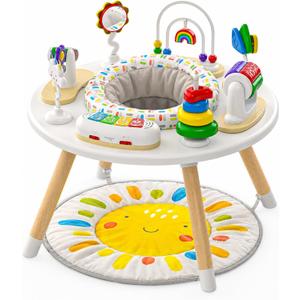 Move2Play 4-in-1 Baby Activity Center | Montessori-Inspired Design | 8 Interactive Toys | Tummy Time, Exersaucer & Toddler Table | Shower Gift | Essential | Must Have for 3, 6, 12 Month Old (Sun)