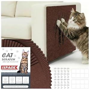 18 PCS Large Cat Scratch Furniture Protector, Couch Protector from Cat Claws, Scratch Mat for Pet Couch Furniture Covering, Cats Scratching Post Replacement Pads 17IN (Brown)