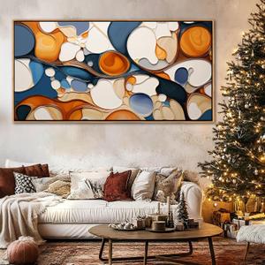 Abstract Wall Art - Modern Colorful Canvas Wall Art for Living Room- Large Framed Decorations, Wall Decor for Bedroom - Office Artwork Wall Decor (40"L x 20"W, Brown)