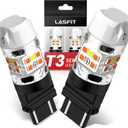 LASFIT 3157 Switchback LED Bulb, 3057 4157 White Amber T3 Series CANBUS Anti Hyper Flash Front Turn Signal DRL Parking Light New 500% Bright, Only for Standard Socket (Pack of 2)