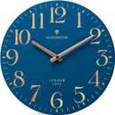 NIKKY HOME Navy Blue Wooden Wall Clock 12 Inch - Battery Operated Silent Non Ticking Clock Decor for Kitchen, Living Room, Bathroom, Office
