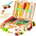 KIDWILL Tool Kit for Kids, 36-Piece Wooden Toddler Tools Set Includes Tool Box, Montessori Educational Stem Construction Toys for 2 3 4 5 6 Year Old Boys Girls, Best Birthday Gift for Kids