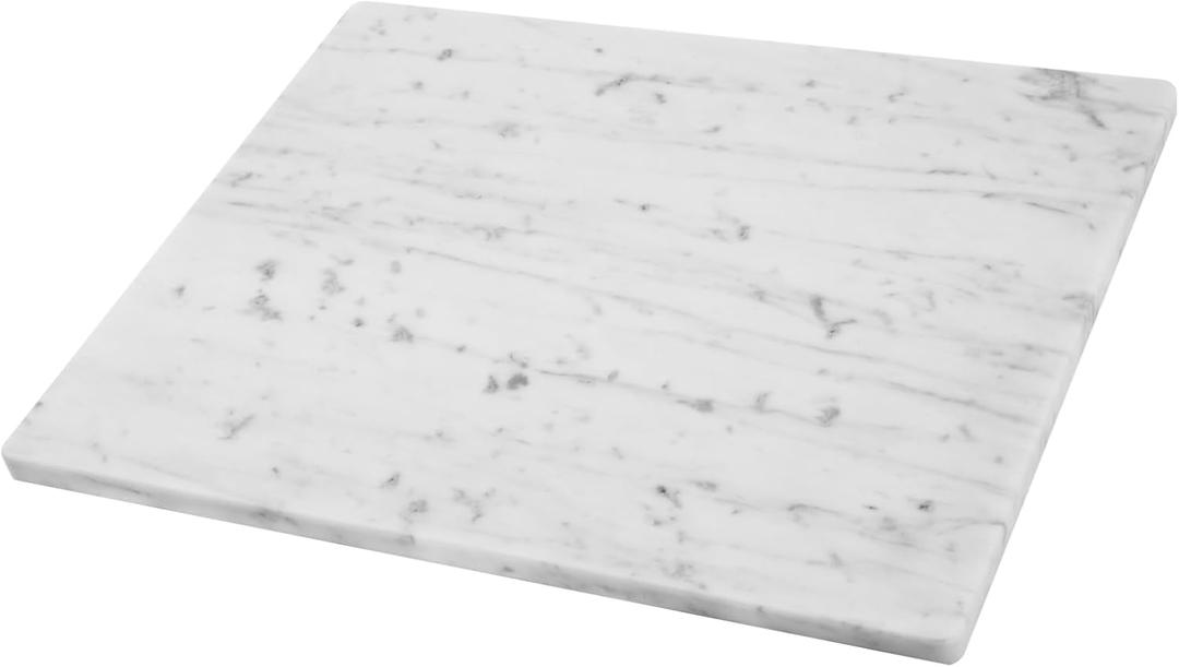 Natural Marble Cutting Board For Kitchen, 16 x 20 Inch Marble Slab Pastry Board With Non-Slip Feet For Baking, Cheese, Charcuterie, Chocolate, White Marble Gray Veins