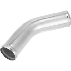 X AUTOHAUX OD 2.5" 63mm Length 12" 300mm Aluminum Alloy Tube Intercooler Pipe 45 Degree Air Intake Tube Silver Tone for Car