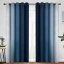 Yakamok Blue Ombre Curtains Room Darkening Grommet Curtains for Bedroom, Light Blocking Thermal Insulated Window Drapes for Living Room(2 Panels, 62x84 Inch)
