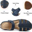 Women's Closed Toe Wedge Sandals - Dressy Summer Fisherman Sandals Comfortable (Blue)