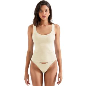 SUUKSESS Women Cotton Ribbed Built in Bra Tank Tops Shirts Summer Casual Basic Backless Going Out Tops (White,S) 