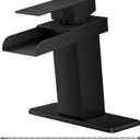 Oil Rubbed Bronze Bathroom Faucet for Sink 1 Hole Antique Waterfall Oiled Single Handle Vanity Basin Commercial Deck Mount Lavatory with Supply Line (6.61-Inch Short)