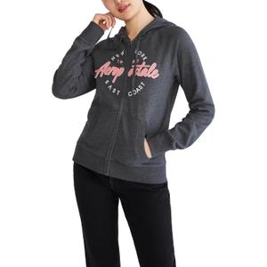 AEROPOSTALE womens Aero Logo Full Zip Hoodie- Circle/Scripts (X-Small, Light Heather Grey)