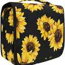 senya Hanging Travel Toiletry Bag Kit Makeup Case Cosmetics Organizer for Men Women, Black sunflower