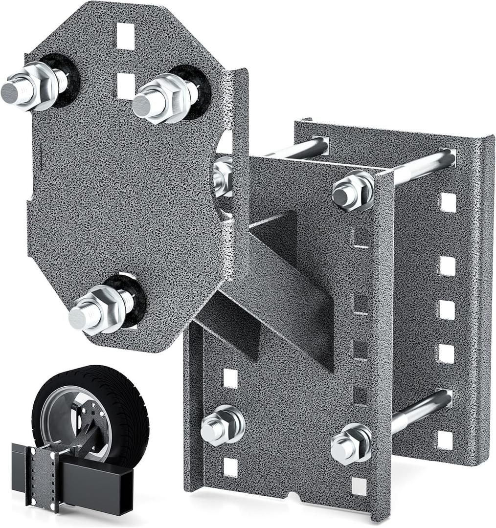 Trailer Spare Tire Mount, 5mm Thick Heavy Duty Steel Spare Tire Carrier Bracket for Utility Trailer Boat Trailer RV Trailer and Camper, Spare Tire Holder Parts Fits Most 4 & 5 & 6 Lugs Trailer Wheels