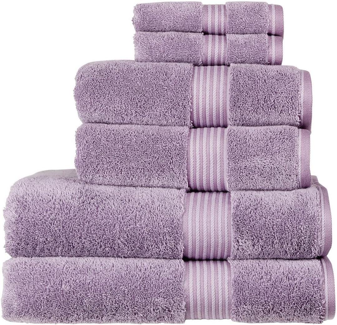Christy Supreme Hygro 6 Piece Towel Set | Lavender | 100% Luxury Supima Cotton | Ultra Soft | Super Absorbent | 650GSM | 2 Bath Towels 2 Hand Towels 2 Face Cloths