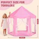 Sumbababy Princess Castle Tent for Girls Fairy Play Tents for Kids Hexagon Playhouse with Fairy Star Lights Toys for Children or Toddlers Indoor or Outdoor Games (Pink)