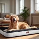 Deconovo Orthopedic Dog Bed with Anti-Slip Mat Design Removable Washable Cover Foam Pet Bed Mat, Pet Sleeping Mattress for Large, Medium, Small Dogs, 44x32x3 Inch, Dark Grey