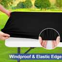 homing Spandex Elastic Tablecloth for 6 Foot Rectangle Tables, Stretch Fitted Picnic Table Cover, Washable Patio Table Cloth for Outdoor, Camping, Party (Black, 30" x 72")