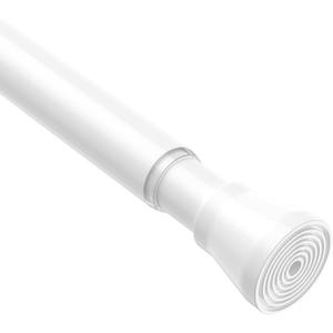 Spring Tension Curtain Rod 45 to 76 Inch, Adjustable Curtain Rods No Drilling Spring Loaded Curtain Rods for Windows Doors Closet, White