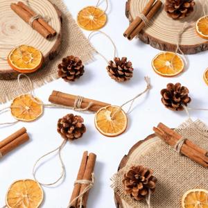 Liliful 30 Pcs Christmas Tree Decorations Dried Natural Orange Slices Natural Pine Cones Rustic Ornaments Bulk Aniseed Cinnamon Sticks for Christmas Tree DIY Crafts Home Decorations (Cute Style)