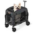 Dog Transporter with Wheels, Large Dog Trolley for Dogs and Cats, 18 kg, Rolling Pet Carriage with Large All-Terrain Wheels (Black)