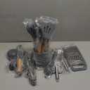 Umite Chef Silicone Kitchen Utensil Set, 34PCS Heat Resistant Kitchen Gadgets and Tools With Grater, Wood Handles for Nonstick Cookware (Dark Gray)