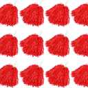 12Pack Plastic Pom Poms Cheerleading Pom Poms Sports Dance Cheer Plastic Pom Pom for Rooters,Cheering Squard,Cheering Team (Red)