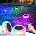 Kimjo 2 Pack Solar Powered Floating Pool Lights that Float | Remote Control, 7 Lighting 6 Modes Dynamic, IP68 Waterproof for Swimming Inground Pool, Bathtub, Party, Garden Decor