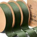 Vitalizart Green Velvet Ribbon Set 1 Inch Double Faced Ribbon for Christmas Ornaments Gift Wrapping 15 Yards Wreath Decoration Bows Making Holiday Crafts