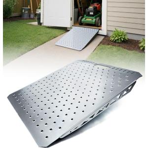 Heavy-Duty Shed Ramp for Riding Mower, Ramps for Sheds Garage Threshold Doorway Lawn Mowers Tractor Snow Blower Wheelchairs Garden Cart, 1500LBs Loading Anti-Slip Punch Plate Ramp - 1 PC