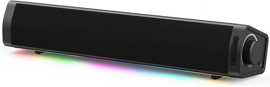 Immersive RGB Gaming Computer Speakers for Desktop PC with 3 Sound Modes, USB Powered Monitor Speakers with Enhanced Bass, Aux-in & Headphone Port for PC, Laptop, Mac, PS5(Black)