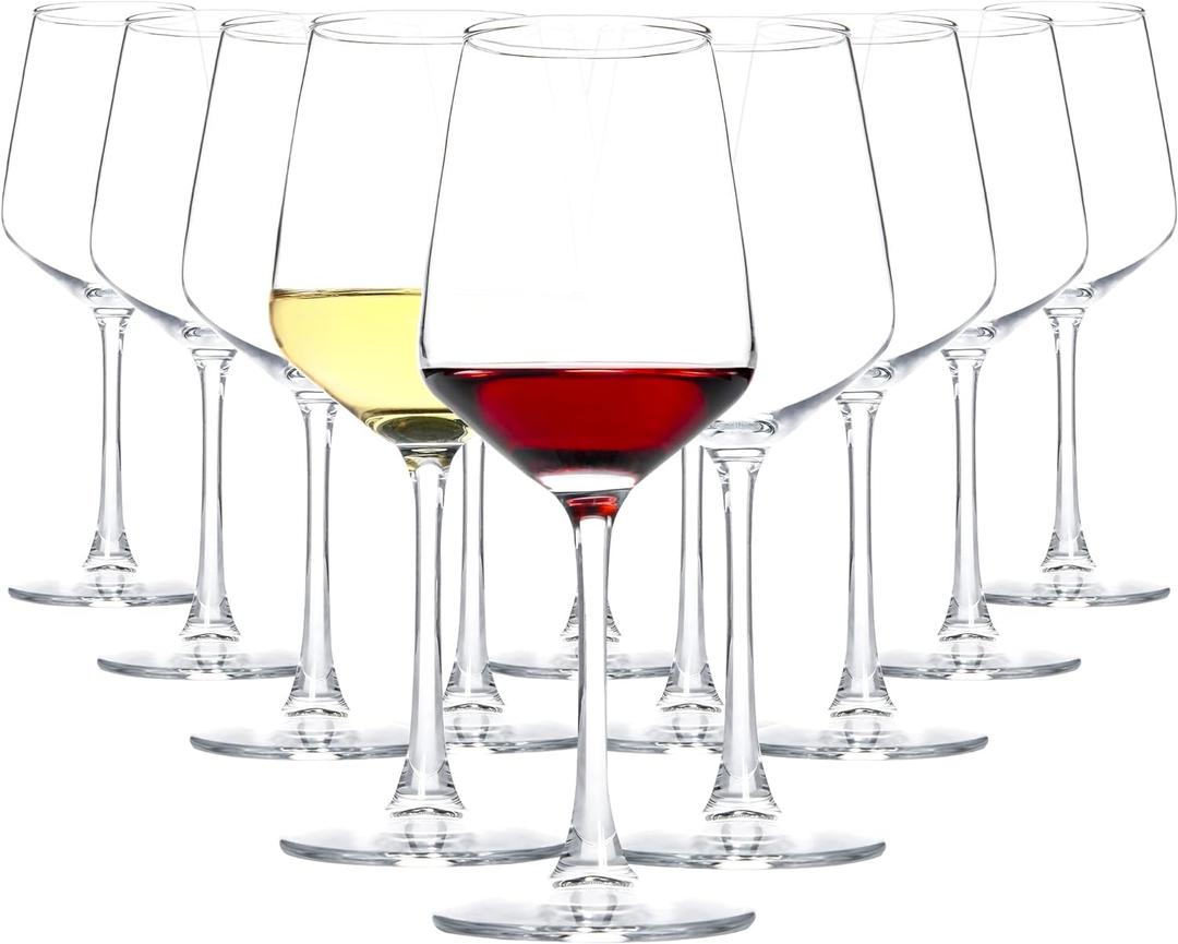 Red/White Wine Glasses Set of 12, 12 oz Clear Wine Glasses with Stem, Dishwasher Safe
