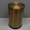 QWORK Antique Gold Trash Can, 2.4 Gallons Stainless Steel, Waterproof, Rustproof with Swing Lid