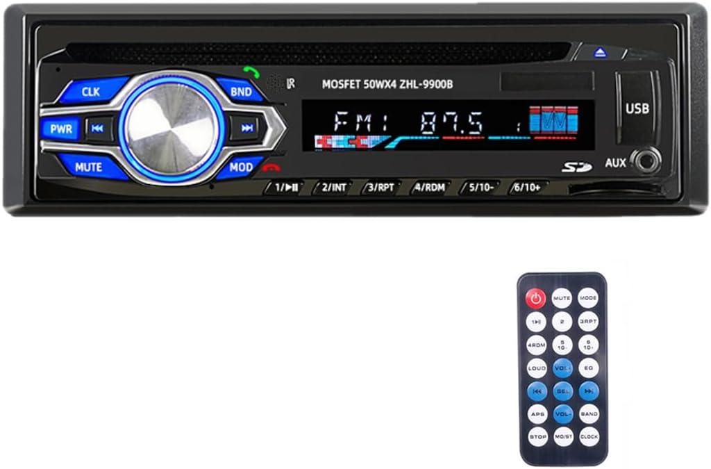 Single Din Car Stereo with CD DVD Player, Bluetooth Hands Free Car Radio Support FM Receiver/USB/AUX/SD Card/Remote Control