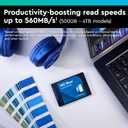 Western Digital 1TB WD Blue SA510 SATA Internal Solid State Drive SSD - SATA III 6 Gb/ s, 2.5"/ 7mm, Up to 560 MB/ s - WDS100T3B0A