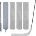 Skinny Duster with Extension Pole for Under Furniture, Under Appliance Cleaning Tool with 3 Microfiber Dusting Cloths, Retractable Flat Duster for Under Refrigerator, Tight Spaces, Gap