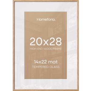 Homeforia 20x28 Natural Oak Picture Frame, High-End Wood, 14x22 Mat, Glass