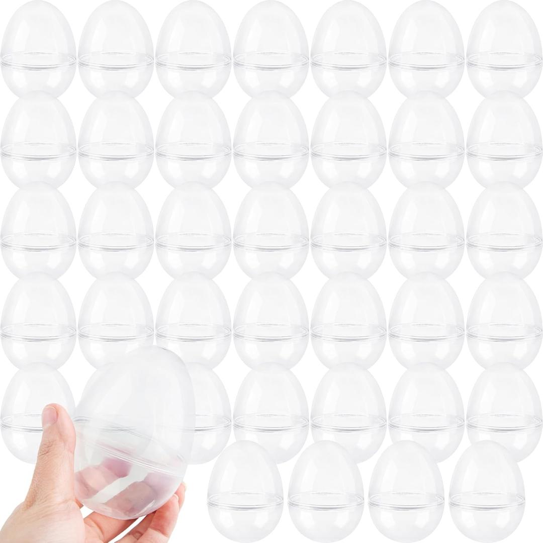 40 Pcs 3.5 Inch Clear Easter Egg Plastic Transparent Empty Easter Eggs Bulk Large Translucent Fillable Easter Eggs for Easter Hunt Toys Party Favor