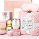 Birthday Gifts for Women Mom Her Friend Sister Wife Grandma, Self Care Gift Get Well Relaxing Spa Gift Basket Set (Pink)