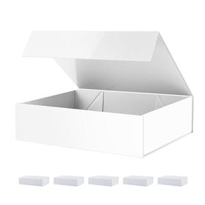 PACKHOME Valentine's Day 6 Large Gift Boxes 13.5x10x3.5 Inches, Sturdy Shirt Boxes with Magnetic Lids for Multiple Occasions (Glossy White)