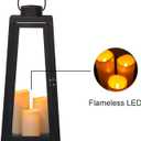 1Pack Decorative Big Lantern 25.2" H with Dancing Flame LED Timer Candle,ON/Off/Timer LED Candle with 6hours,Hanging Lantern for Outdoor Garden/Indoor Use.