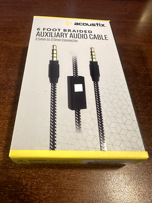 Acoustix Braided Auxiliary Audio Cable 3.5mm To 3.5mm Connector - 6 Foot