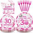 96Pcs Western 30th Birthday Decorations Man I Feel Like I'm 30 Plates and Napkins Disco Cowgirl Birthday Decoration for Women Thirty Years Old Nashville Western Wild West Theme Party Supplies Serve 24