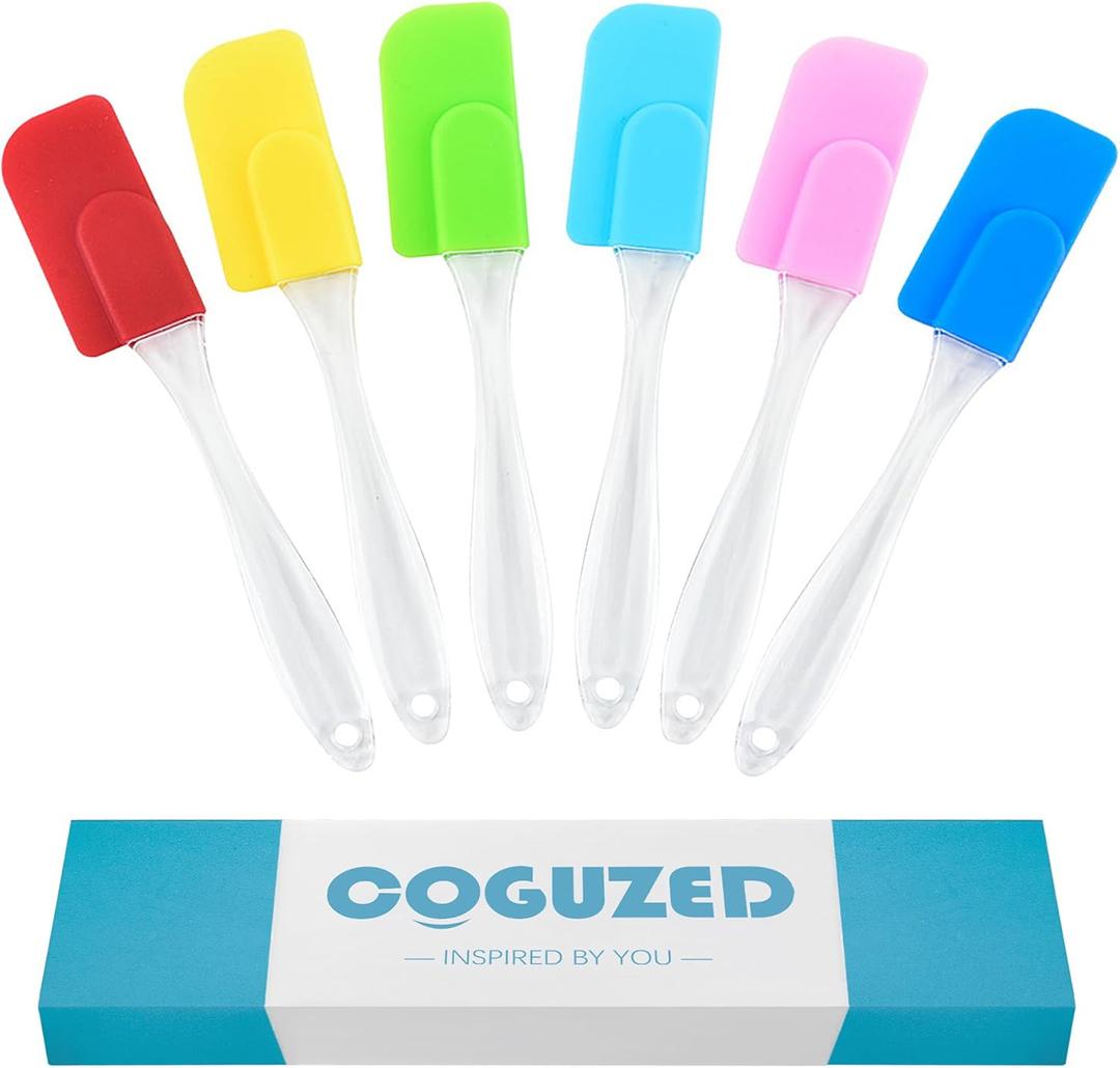 CoguZed 6 Piece Mini Silicone Spatula Set, Small Rubber Spatulas Handle, Heat Resistant, Non-Stick for Baking, Cooking, Mixing, Perfect Small Spatulas for Kitchen Use