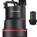 Tenzzola Sump Pump Submersible Utility Water Pump Thermoplastic Portable Electric Water Removal Transfer Pump with 16.4FT Cord for Swimming Pool Basement Garden Pond Tubs Draining, 1/3 HP