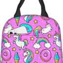 BLUBLU Unicorns Donuts Rainbow Portable Lunch Bag Insulated Cooler Bag for Travel/Picnic/Work (One Size)
