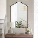 Black Decorative Wall Mirror, 30"x20", Black Arched Mirror, Traditional Framed Wall Mirror for Bathroom, Entryway, Living Room, Hallway