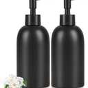 Natheeph 14OZ Ceramic Soap Dispenser Ceramic Soap Pump Dispenser Can Fill Liquid for Bathroom/Kitchen (2PC Black)