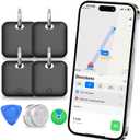 Smart Tracker Tags-4 Pack(iOS Only) Compatible with Apple with 2 Batteries,Replaceable Battery,Bluetooth Luggage Smart GPS Tag Works with Apple Find My APP,Item Finders for Dog/Key/Luggage