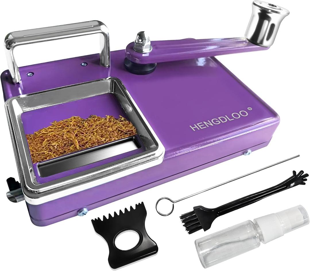 Cigarette Rolling Machine, Manual Dual-Track Upgrade Cigarette Machines, for 8.0 MM Diameter Size Cigarette Tube (80-100MM Lengths),Purple