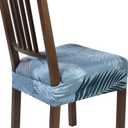 SearchI Stretch Dining Chair Seat Covers Set of 6, Soft Removable Washable Seat Covers for Dining Chairs, Dining Room Seat Cover Slipcover Protector (Rear-Covered, Blue Foliage)